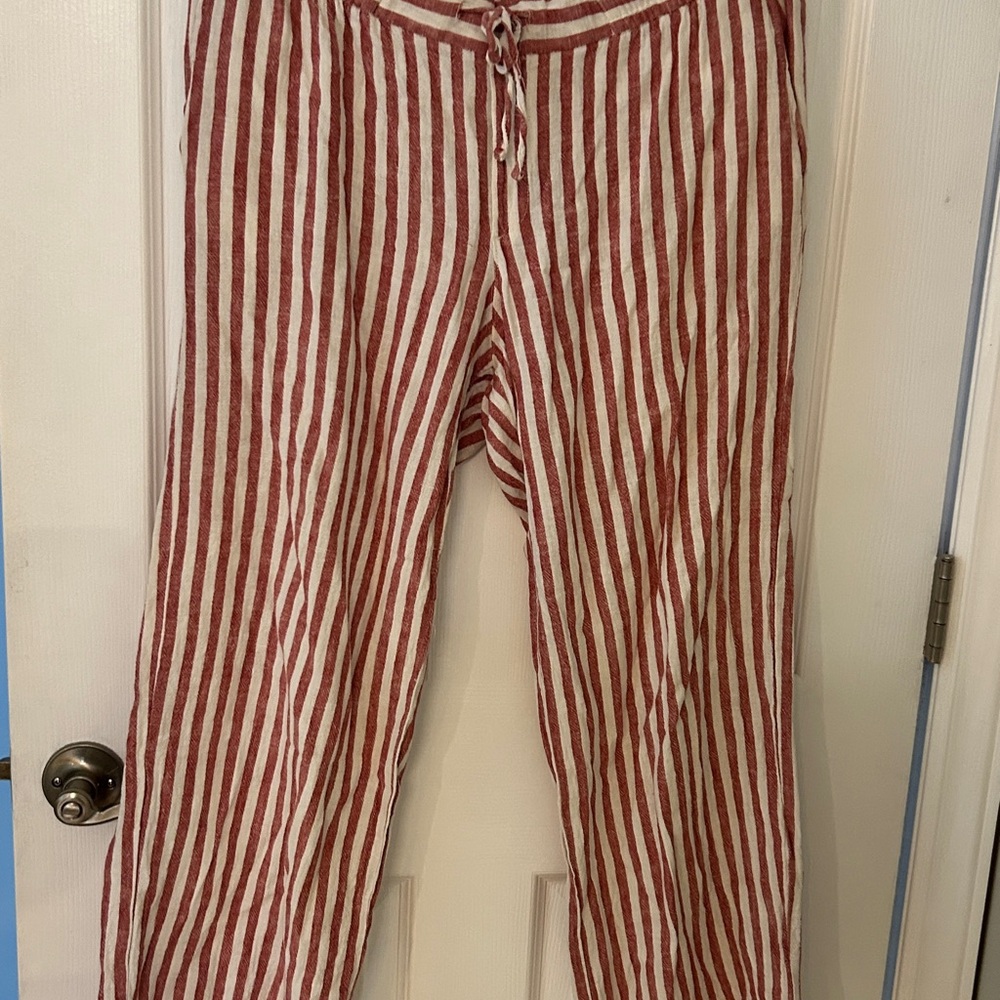 Old Navy Striped Wide Leg Pants - Red and White